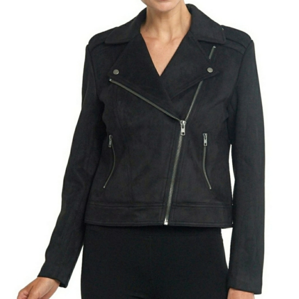 NWT Philosophy Black Faux Suede Moto Jacket